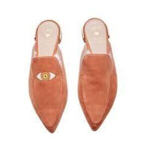 Stuart Weitzman x Gigi Hadid Eyelove Mule Pink Suede Evil Eye Shearling 8